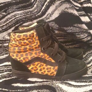 Vans-Cheetah Print/Black Platform Sneakers